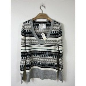 Old Navy Women's Lambs Wool Blend Fair Isle Pullover V Neck Sweater Sz M NWT $24